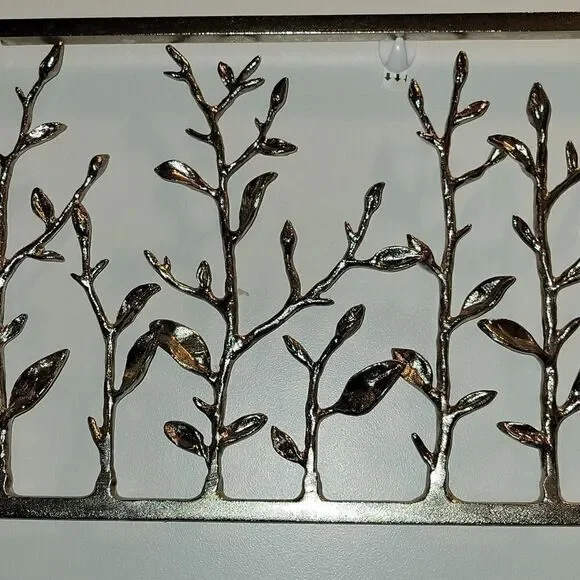 Gorgeous 3D Silver Metal Wall Art Branches  Twigs Leaves - Picture 2 of 8